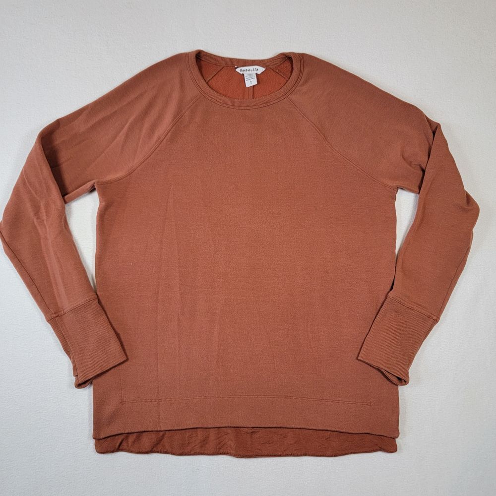 Athleta Women's Crewneck Sweatshirt Sz S Burnt Orange Thumbholes READ DESCRIPT